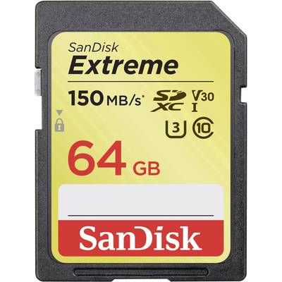SanDisk Extreme® SDXC-kaart  64 GB Class 10, UHS-I, UHS-Class 3, v30 Video Speed Class 4K-video-ondersteuning