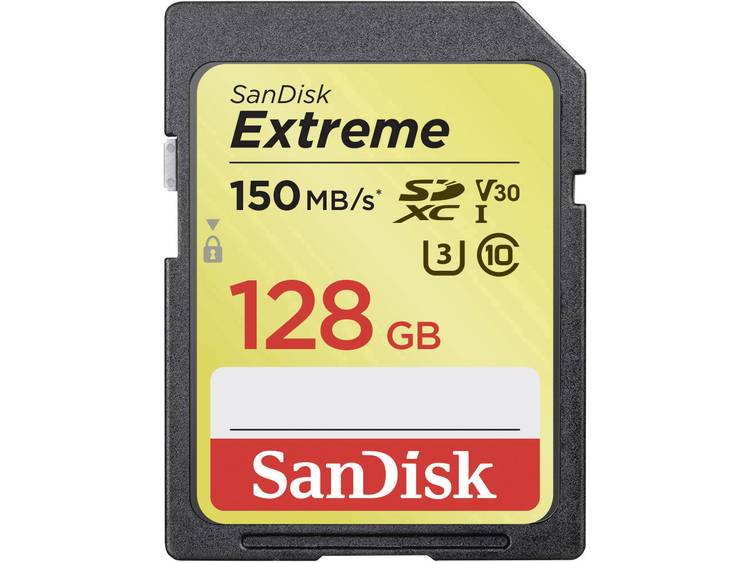 SanDisk ExtremeÂ® SDXC-kaart 128 GB Class 10, UHS-I, UHS-Class 3, v30 Video Speed Class 4K-video-ond