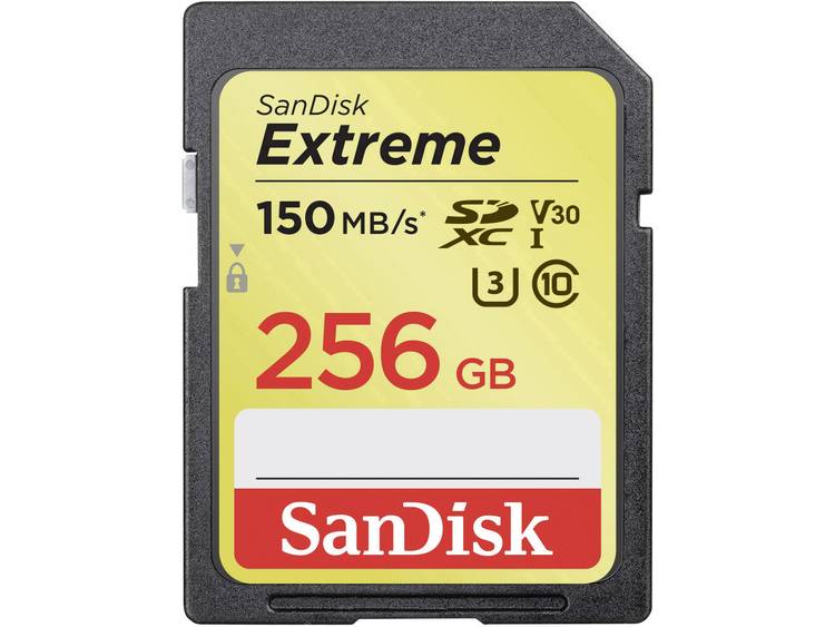 SanDisk ExtremeÂ® SDXC-kaart 256 GB Class 10, UHS-I, UHS-Class 3, v30 Video Speed Class 4K-video-ond