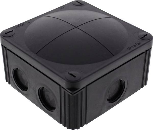 Wiska COMBI 607/5/S Aftakkast (l x b x h) 110 x 110 x 66 mm Zwart (RAL 9005) IP66/IP67 1 stuk(s)