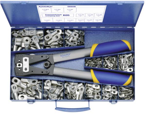 Klauke SK65B Assortiment kabelschoenen Incl. krimptang Dwarsdoorsnede (max.): 50 mm² Ongeïsoleerd Zilver 261 onderdelen