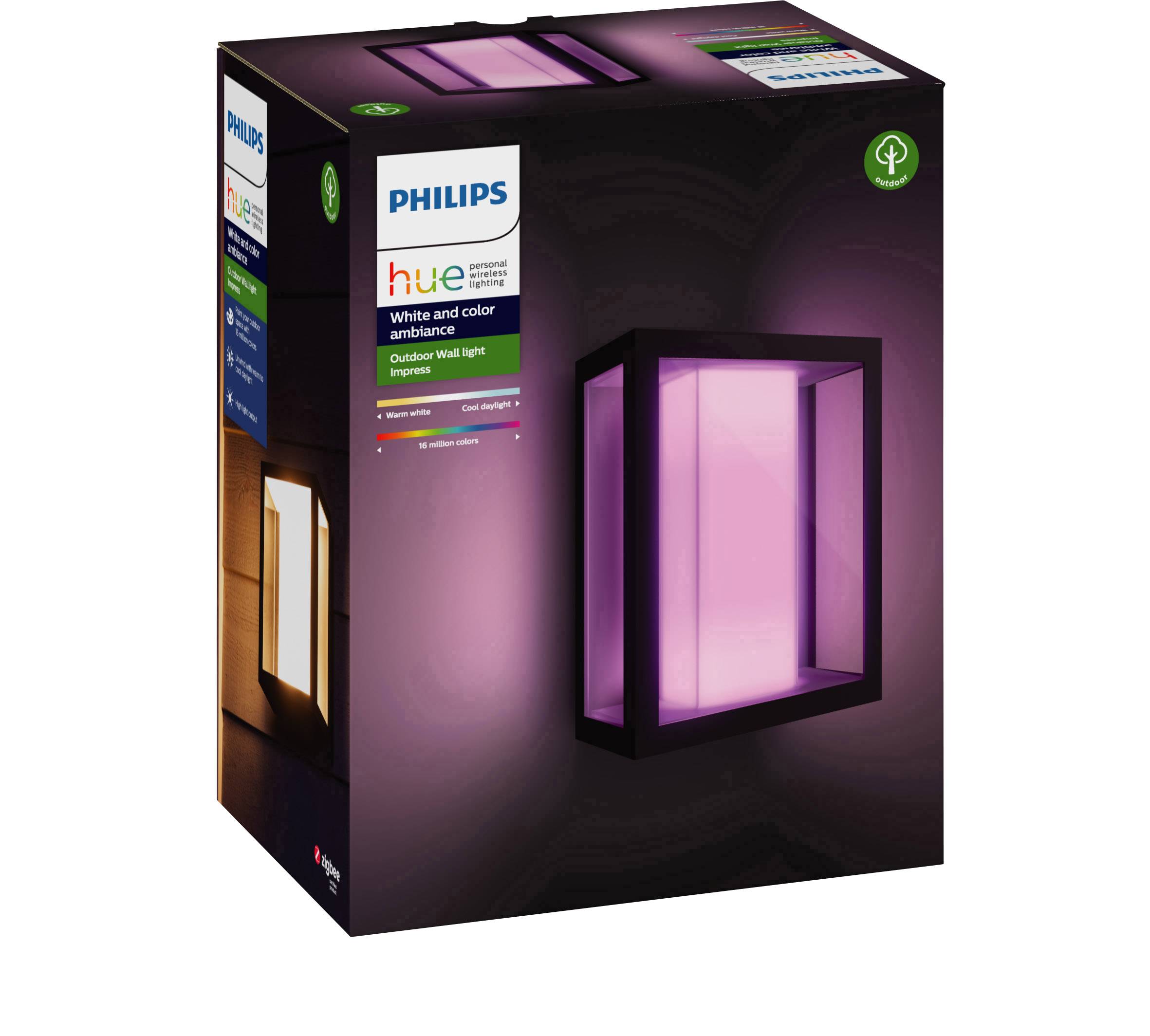 Philips Hue Slimme Wandlamp Zwart 1200 lm IP44 Compatibel met Alexa, Google Home, Apple HomeKit Model 371651-4