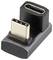 Adapter met een USB-C-stekker en een USB-C-aansluiting, gebruikt voor het verbinden en opladen van apparaten met een USB-C-poort.