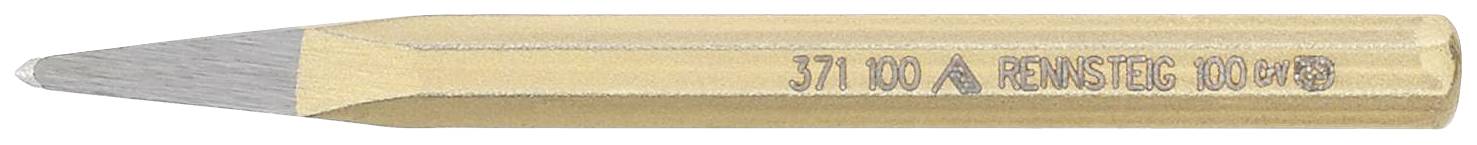 Een gouden platte beitel met een scherpe stalen snede, aan de zijkant voorzien van de opdruk '371 100 A', geschikt voor beitewerkzaamheden.