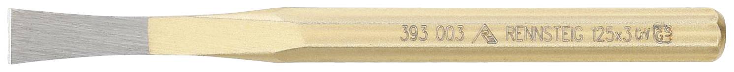 Een gouden beitel met een platte snede en een gravure die een serienummer aangeeft.