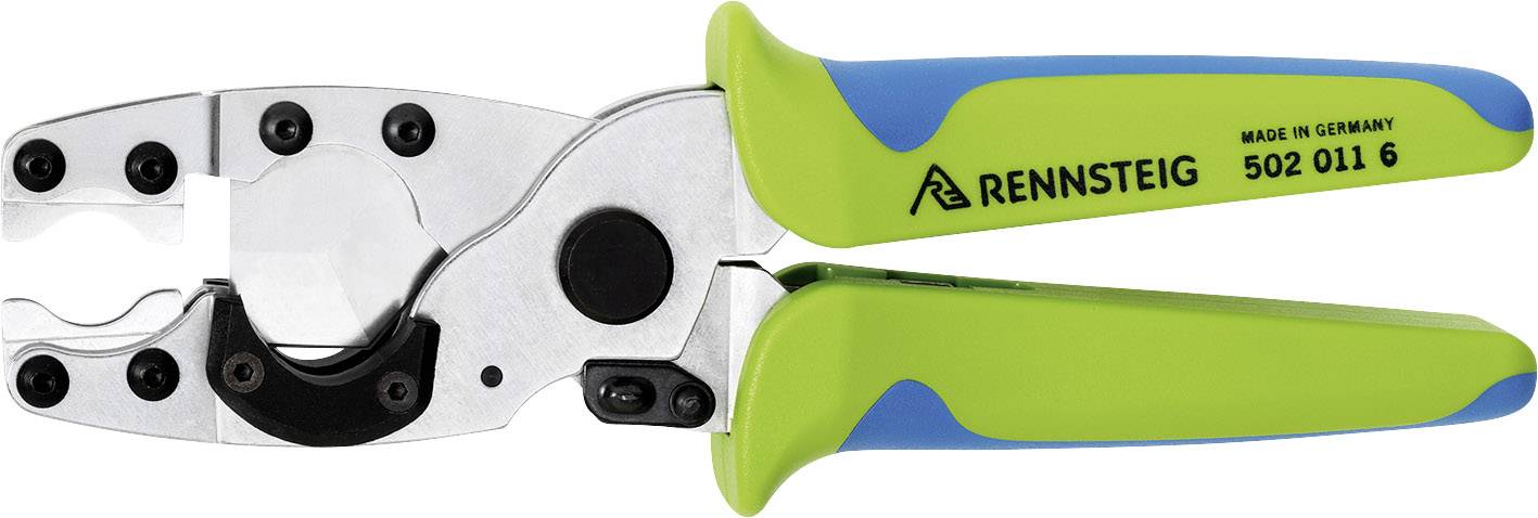 Handkabelschaar met groene en blauwe handgrepen, geschikt voor het doorsnijden van aluminium- en koperkabels.