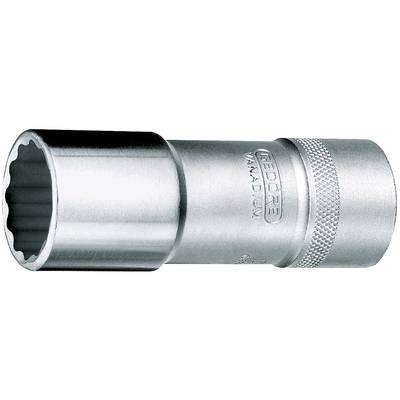 Metalen inzetstuk of steeksleutel van chroom-vanadium-staal, cilindrisch met geprofileerde greep en ronde opening aan één zijde.