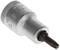 Metalen bitopzetstuk met T25 Torx-kop, geschikt voor schroefwerkzaamheden, close-up op witte achtergrond.