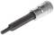 Zeskantbit met zilveren metalen handgreep, geschikt voor schroevendraaiers.