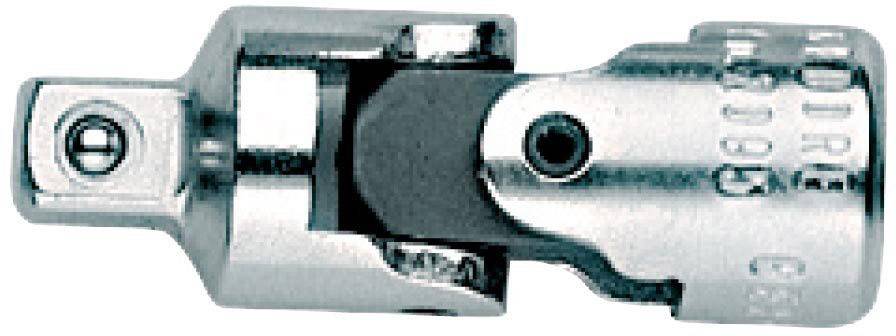 Metalen cardankoppeling met beweeglijk verbindingsdeel, vaak gebruikt voor gereedschappen zoals steeksleutelsets.