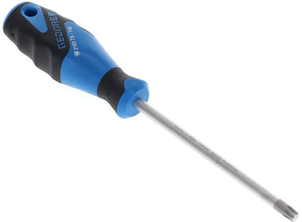 Blauwe kruiskop schroevendraaier met ergonomische handgreep en zilveren punt. Geschikt voor elektrisch gereedschap.