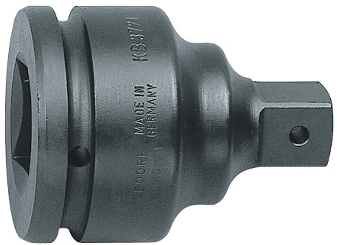 Metaaladapter met vierkante opname voor gereedschappen, gegraveerd met 'GEDORE MADE IN GERMANY'.