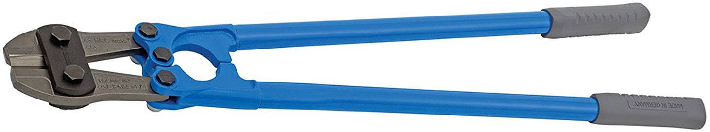 Bouten- en staalkabeltangen met blauwe handgrepen en een robuuste snijkop; geschikt voor het doorknippen van metalen staven en zware draden.