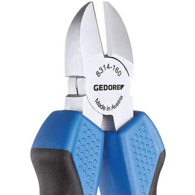 Zijkniptang met blauwe handgrepen, merk 'Gedore', vervaardigd in Oostenrijk. Gereedschap voor het knippen van draad of kabels.