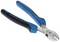 Blauwe zijkniptang met ergonomische handgrepen, geschikt voor het knippen van draden en kabels.