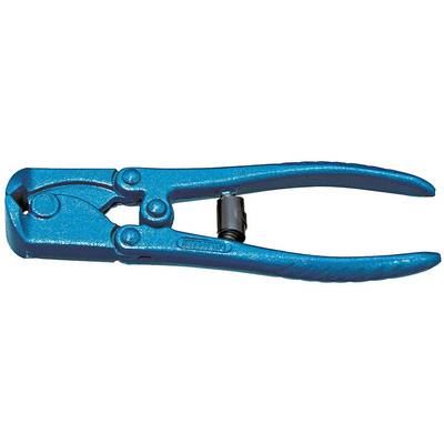 Een blauwe tang met een schroef in het midden, gebruikt voor het knippen van draden of andere materialen.