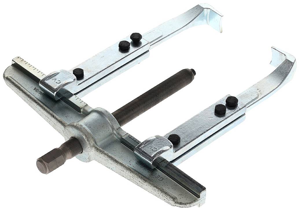 Een tweetaks trekker met verstelbare armen en een centraal draadstift. Geschikt voor het verwijderen van lagers of tandwielen.