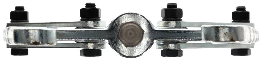 Metalen verbinding met bouten en moeren, toont technisch detail van een bevestigingscomponent in de machinebouwindustrie.