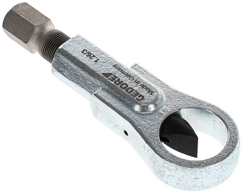Metaalsnijder met een ronde opening en een scherpe mesaanzet, geschikt voor het doorsnijden van metalen onderdelen zoals bouten of ringen.