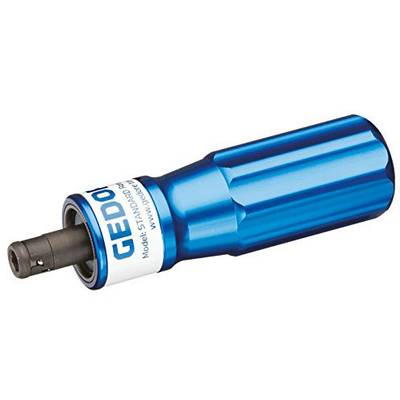 Een blauw handgereedschap met een cilindrische handgreep en een puntige opzetstuk, gemerkt met 'GEDORE'. Geschikt voor precisietechnische werkzaamheden.
