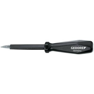 Een zwarte sleufschroevendraaier met opschrift 'GEDORE Germany' op het handvat.