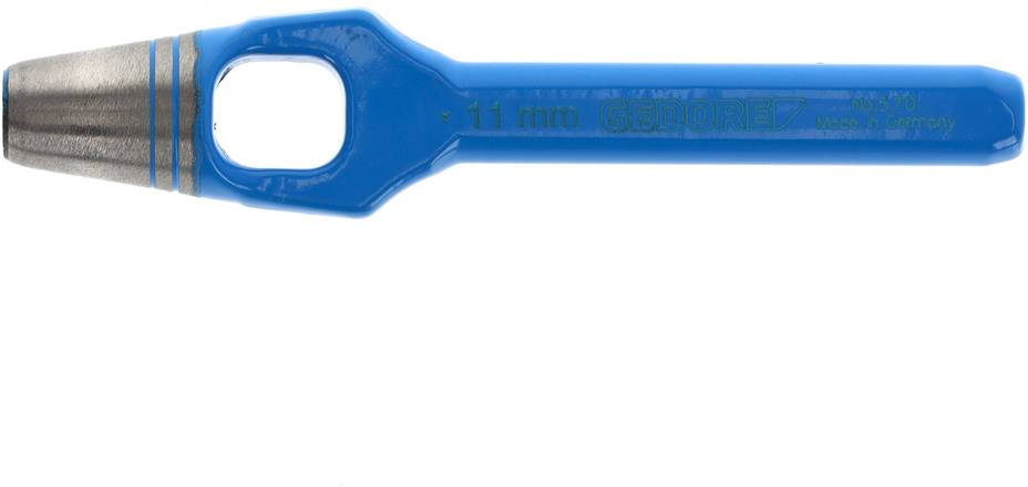 Blauwe, metaal gecoate moersleutel met een maat van 11 mm. Geschikt voor schroefwerkzaamheden in werkplaatsen of ambachtelijke omgevingen.
