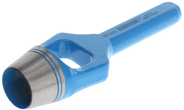 Blauwe holle pons, 35 mm, voor precies ponsen van gaten in materialen zoals leer of kunststof.