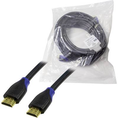 Twee HDMI-kabels met zwarte connectoren en blauwe details verpakt in een transparante plastic zak.