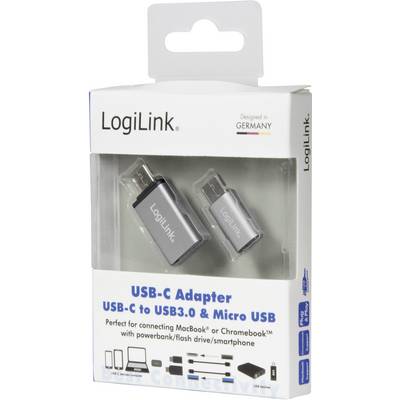 'LogiLink USB-C Adapter, USB-C naar USB3.0 en Micro USB. Ideaal voor het aansluiten van MacBook of Chromebook op verschillende apparaten.'