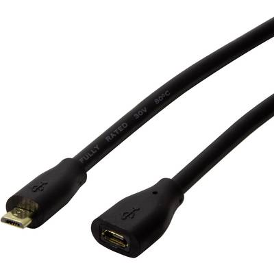 Een zwarte USB-kabel, USB-A naar Micro-USB-aansluiting, op witte achtergrond. Geschikt voor gegevensoverdracht en opladen.