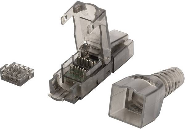 Digitus RJ45 Netwerk Adapter CAT 6A [1x Snijklem connector - 1x RJ45-stekker]  Zwart