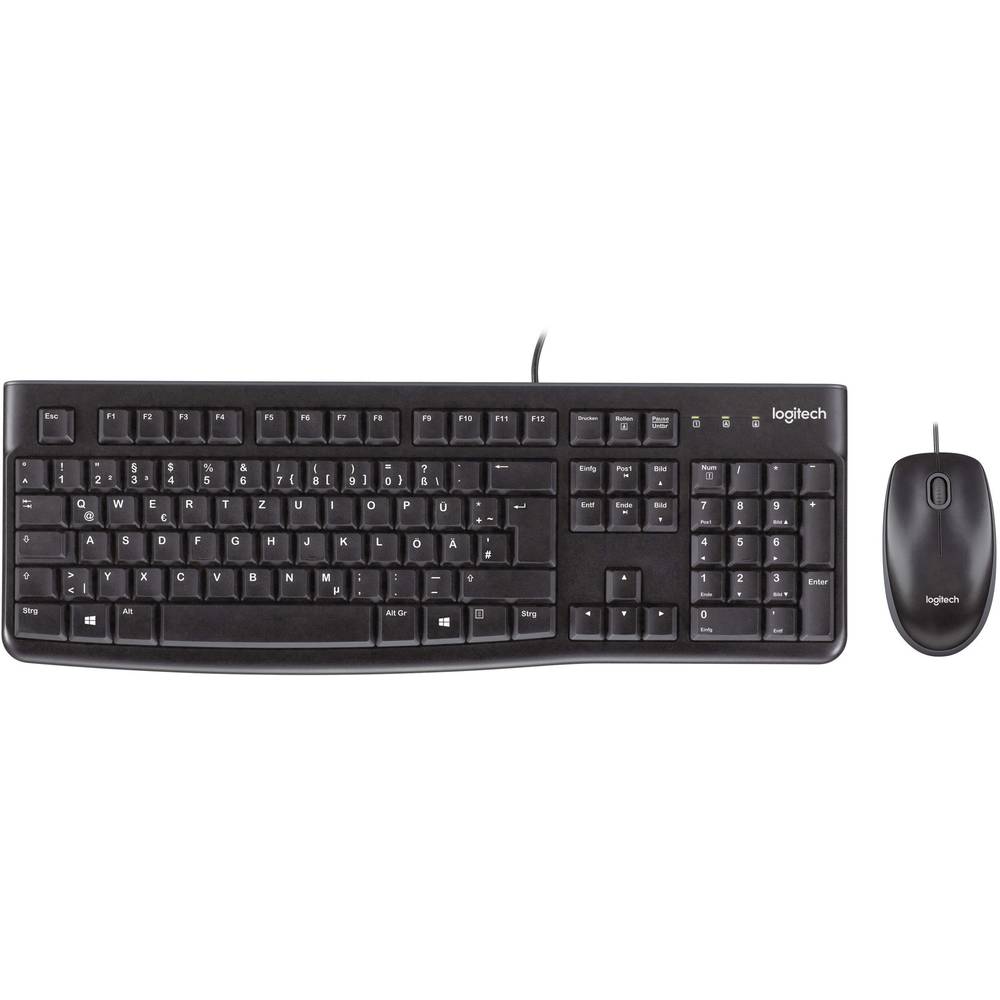 Logitech MK120 Set met toetsenbord en muis USB Spatwaterdicht QWERTY, US internationaal Zwart
