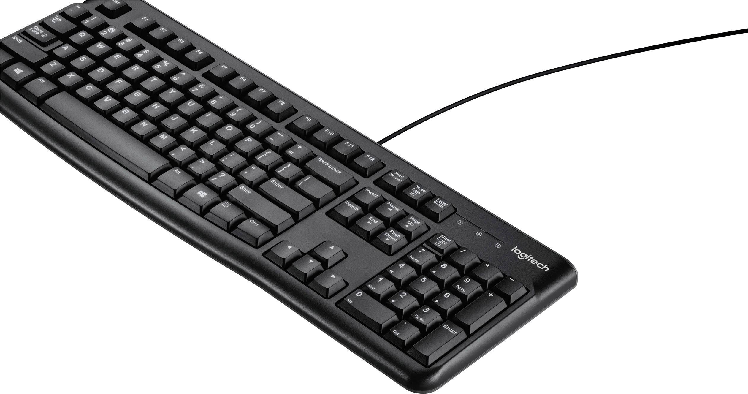 Een zwarte bedrade toetsenbord met Duits QWERTZ-toetsenbordindeling, geschikt voor computerworkstations op kantoor of thuis.
