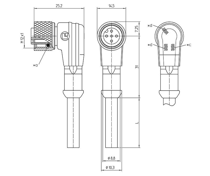 Lutronic 1157 Sensor/actuator aansluitkabel M12 Aantal polen (sensoren): 4 Stekker, recht, Bus, haaks 2.00 m 1 stuk(s)-3