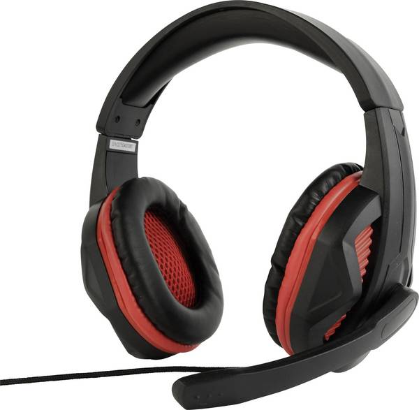 Gembird GHS-03 Gamen Over Ear headset Kabel Stereo Zwart, Rood  Volumeregeling