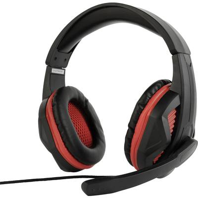 Gembird GHS-03 Over Ear headset  Gamen Kabel Stereo Zwart, Rood  Volumeregeling