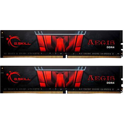 Twee RAM-sticks met het opschrift 'G.SKILL Aegis DDR4', rood-zwart design, geschikt voor high-performance computers.