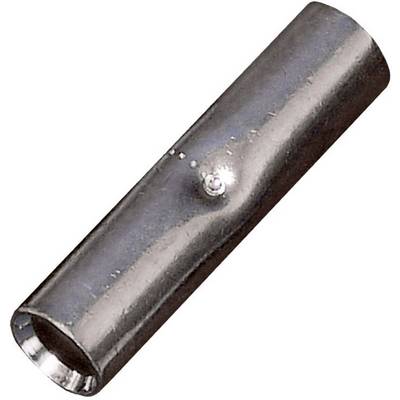 Een zilveren metalen buis met een tapse vorm en een puntgelast vlak in het midden.