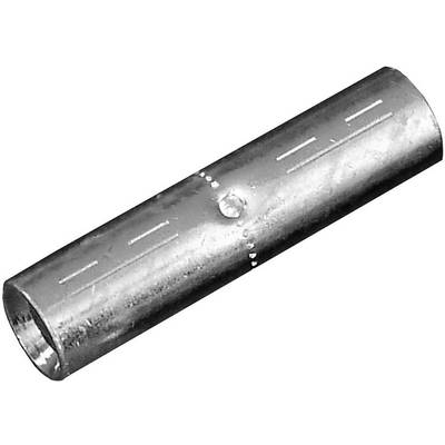 Metalen buisverbindingsmof in zilverkleur, cilindrische vorm, met gegraveerde markeringen, bestemd voor stabiele buisverbinding.