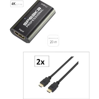SpeaKa Professional SP-7657924 HDMI-kabel HDMI Aansluitkabel HDMI-A-stekker, HDMI-A-stekker 20.00 m Zwart Audio Return C