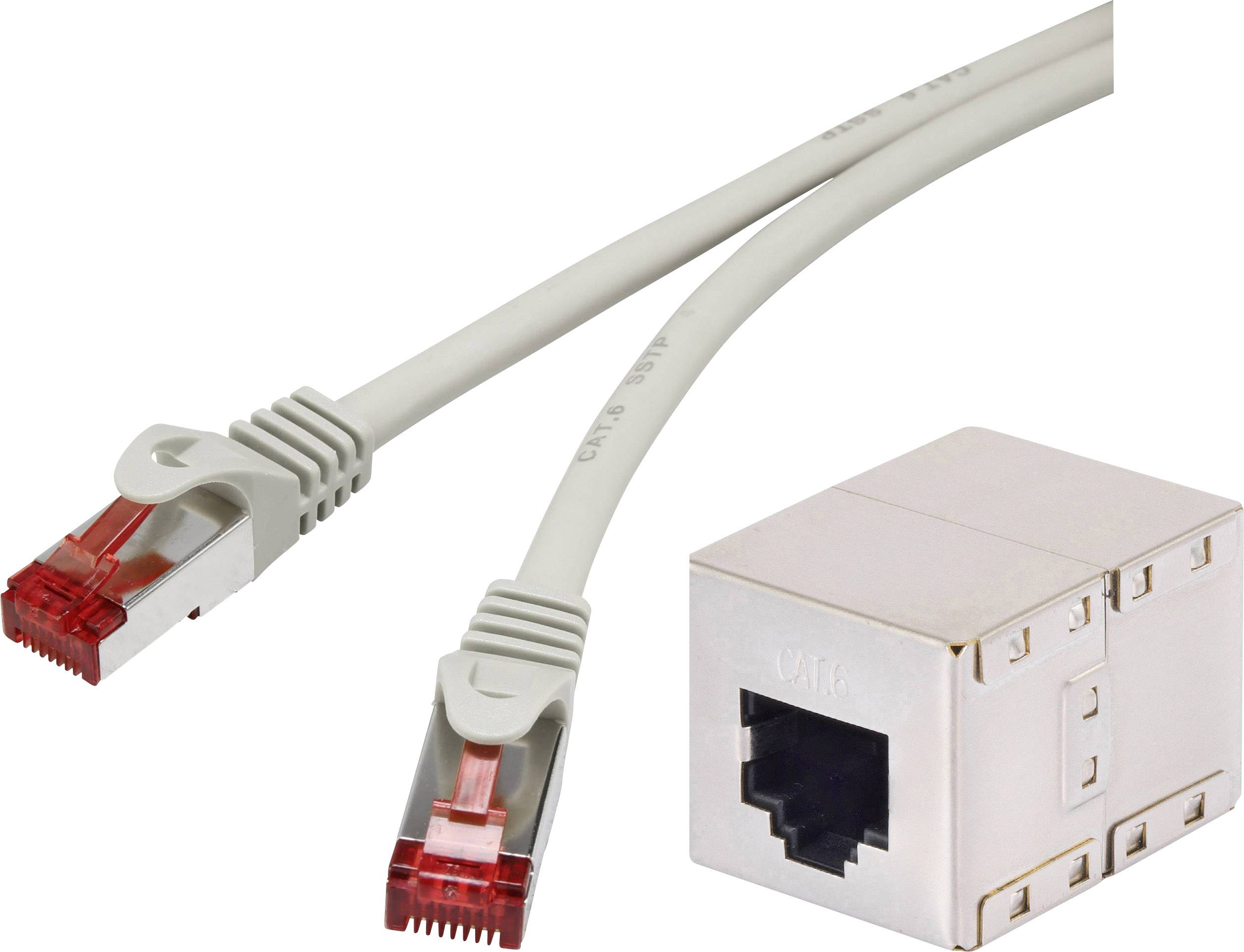 Renkforce RF-3829272 RJ45 Nätverk Förlängningskabel CAT 6A S/FTP 20.00 m Grå med låsskydd, Flamskyddsmedel