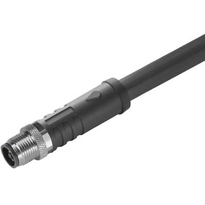 Zwart verbindingskabel met metalen stekker aan één uiteinde, geschikt voor elektronische apparaten of industriële toepassingen.