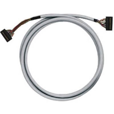 Een grijs kabel met twee meerkleurige stekkers aan de uiteinden, geschikt voor elektronische verbindingen.