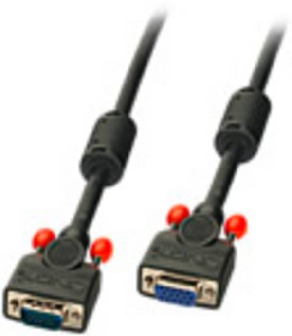 LINDY 36391 VGA-kabel VGA Verlengkabel VGA-stekker 15-polig, VGA-bus 15-polig 0.50 m Zwart Afgeschermd