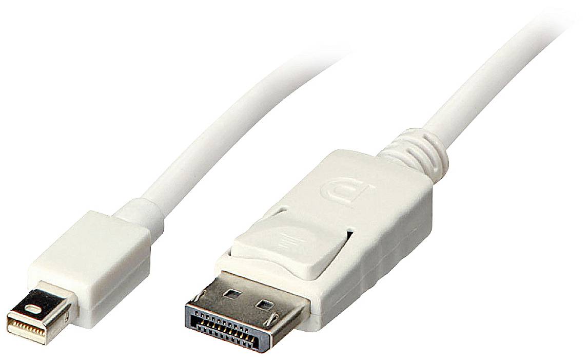 LINDY 41058 DisplayPort-kabel Mini-displayport / DisplayPort Adapterkabel Mini DisplayPort-stekker, DisplayPort-stekker 3.00 m Wit UL gecertificeerd, Afgeschermd (dubbel), Rond
