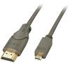 LINDY 41353 HDMI-kabel HDMI Aansluitkabel HDMI-A-stekker, HDMI-micro-D-stekker 2.00 m Grijs 4K UHD, Rond, Afgeschermd (dubbel), Vergulde steekcontacten, UL gecertificeerd