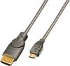 LINDY HDMI-aansluitkabel USB-Micro-B stekker, HDMI-A stekker 2,00 m grijs 41567 HDMI-kabel