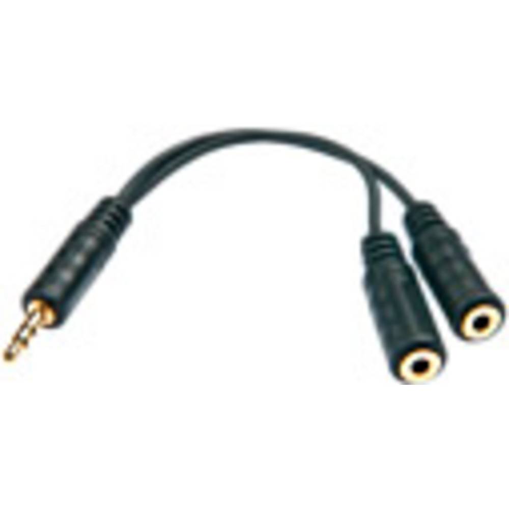 LINDY 35627 Audio Aansluitkabel [1x Jackplug male 3,5 mm - 2x Jackplug female 3,5 mm] 0.12 m Zwart
