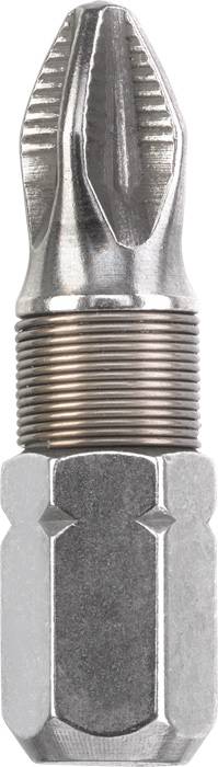 Close-up van een metalen kruiskop schroevendraaierbit, geschikt voor gebruik met elektrische of handmatige schroevendraaiers.