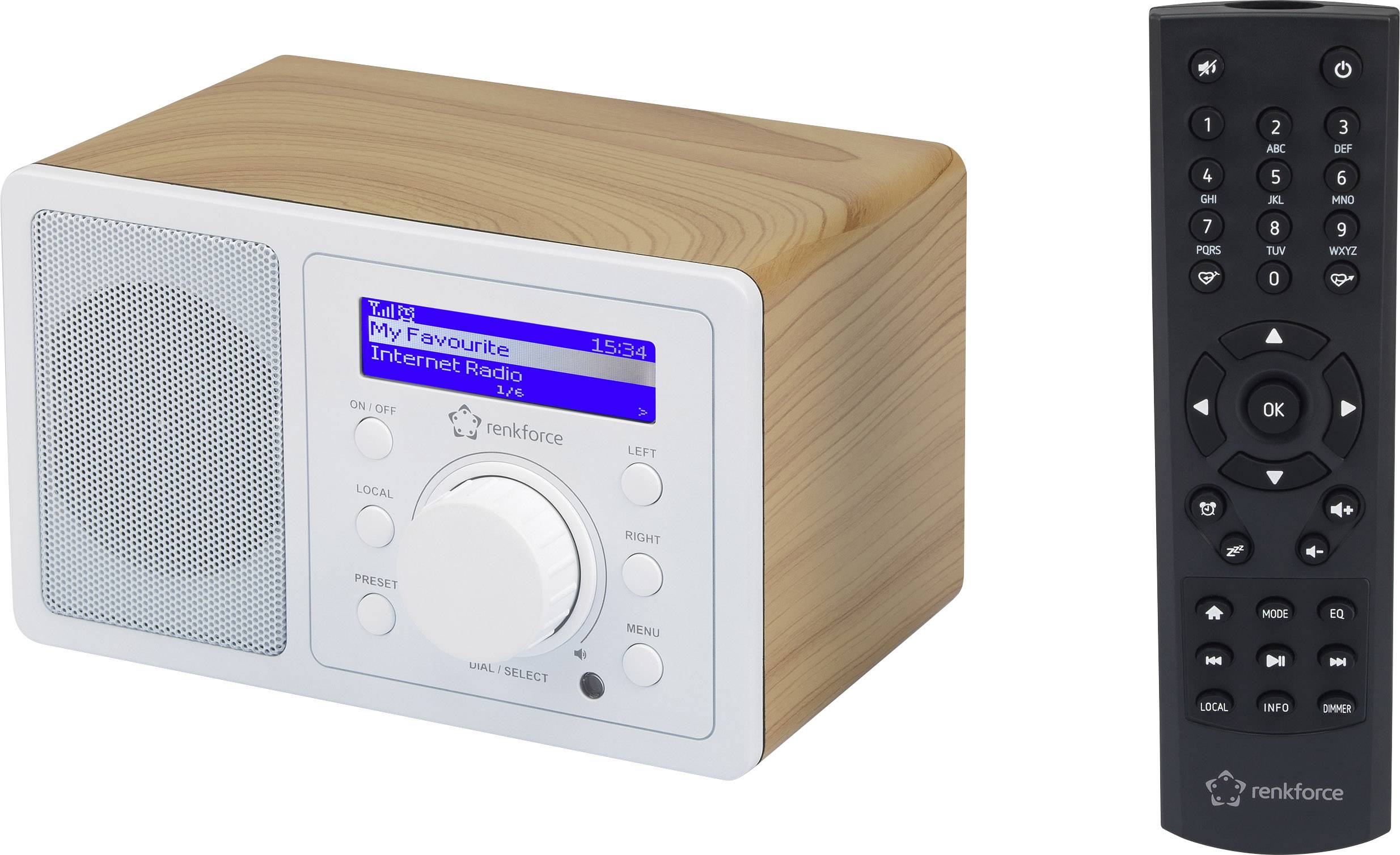 Renkforce RF-IR-MONO1 WOOD Internetradio Internet Bluetooth, AUX, Internetradio, WiFi, Internetradio Geschikt voor DLNA -3